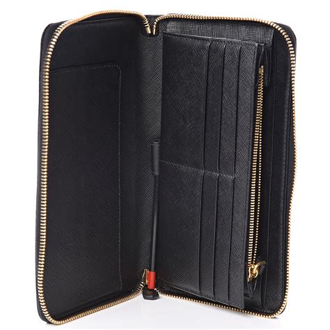 prada saffiano large zip around travel wallet|Prada zipper wallet.